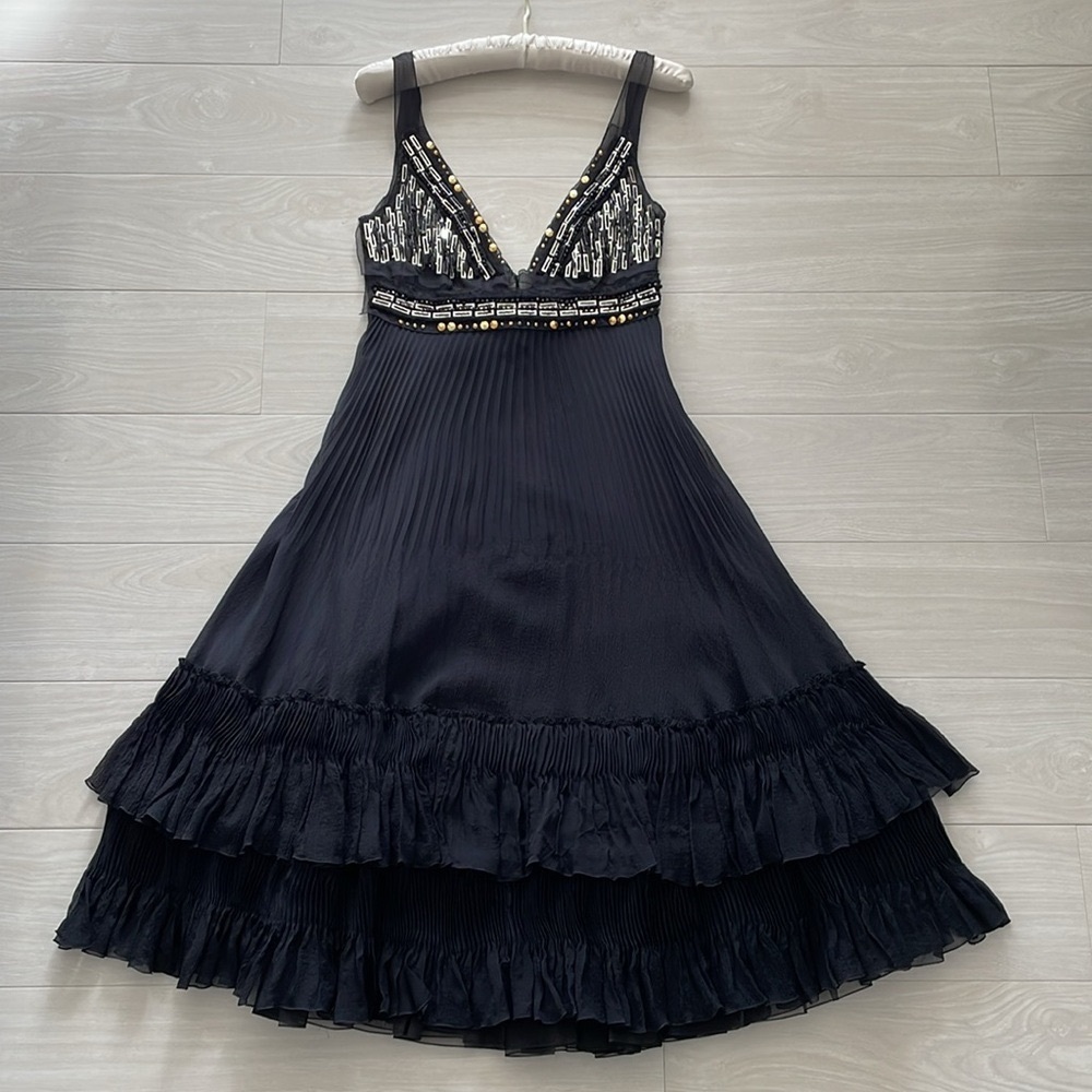 Prada Black Beaded Semi-Sheer Silk Dress